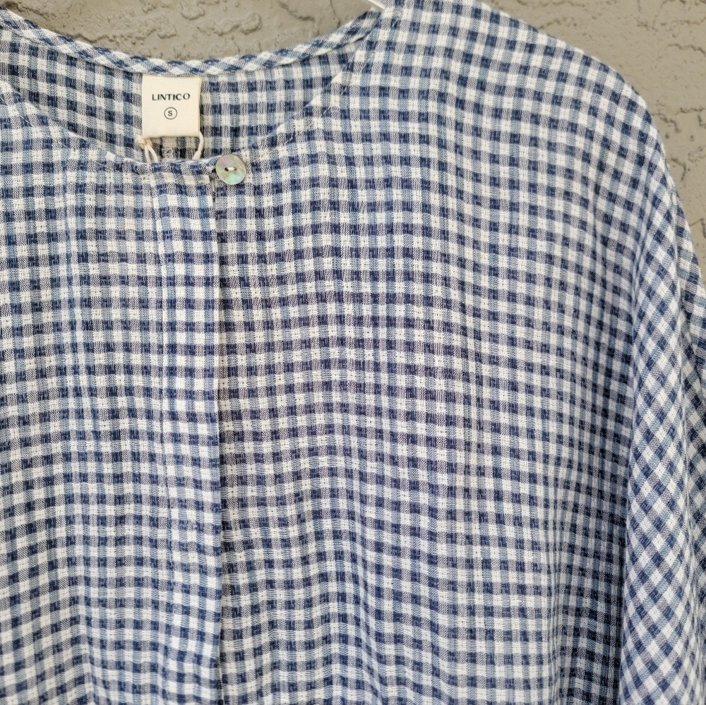 Lintico Caroline Linen Gingham Lagenlook Top Oversized Small NWT - Picture 5 of 16